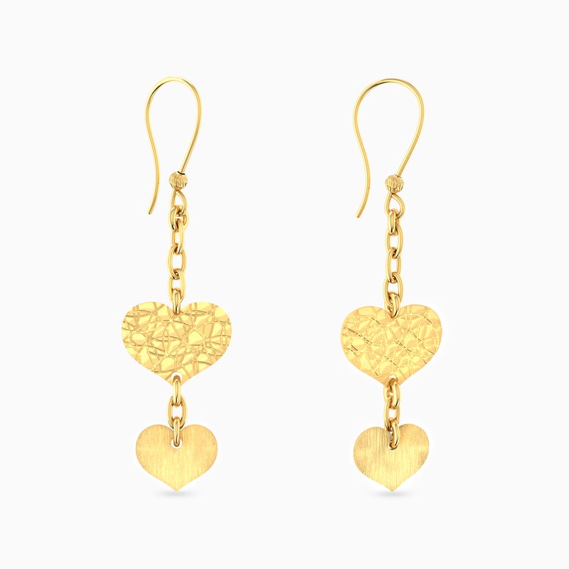 Miss L' by L'azurde Heart Drop Earrings in 18K Gold - Image 1